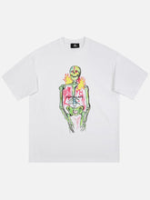 T-Shirt mit handbemaltem Totenkopf-Print - 1629